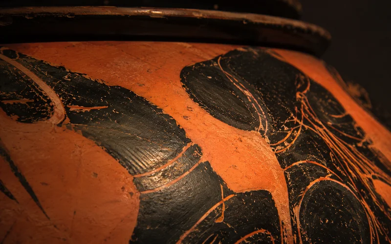 Black-figure pottery decoration on terracotta — illustrative